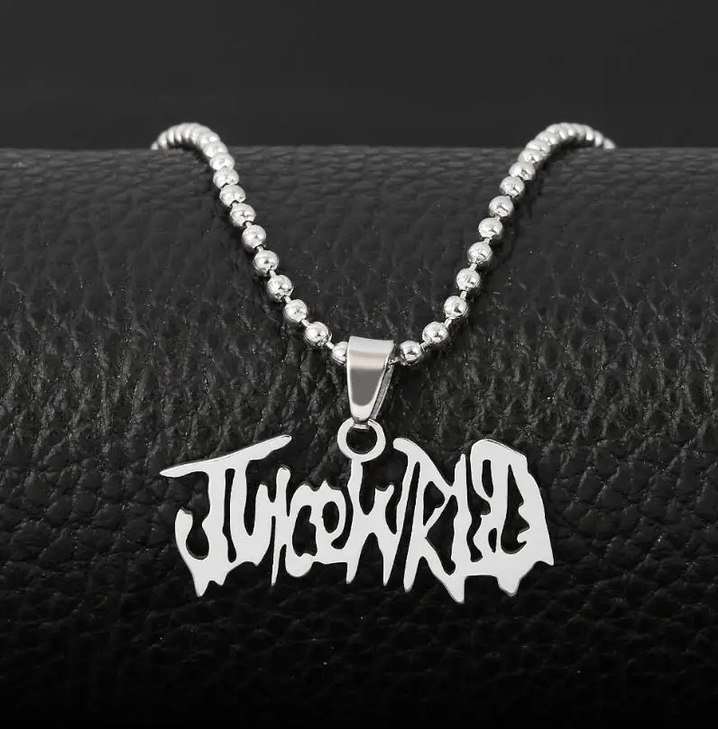 

Hip Hop Rapper JUICE WRLD Necklace Strand Beads Chain Stainless Steel Letter Pendant Necklace Jewelry Fans Gift Femme Mujer