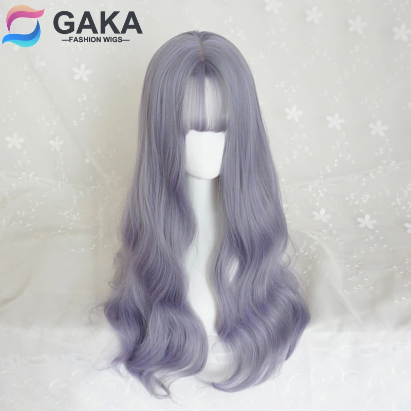 

GAKA Personality Harajuku Fashion Women Synthetic Wig with Air Bangs Fluffy Golden Big Wavy Full Blonde Headgear