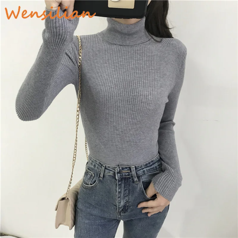 

Autumn Winter Turtleneck Sweater Pullovers Knitted Sweater Women Casual Jumper Full Sleeve Pull Femme Sueter Mujer Invierno 2019