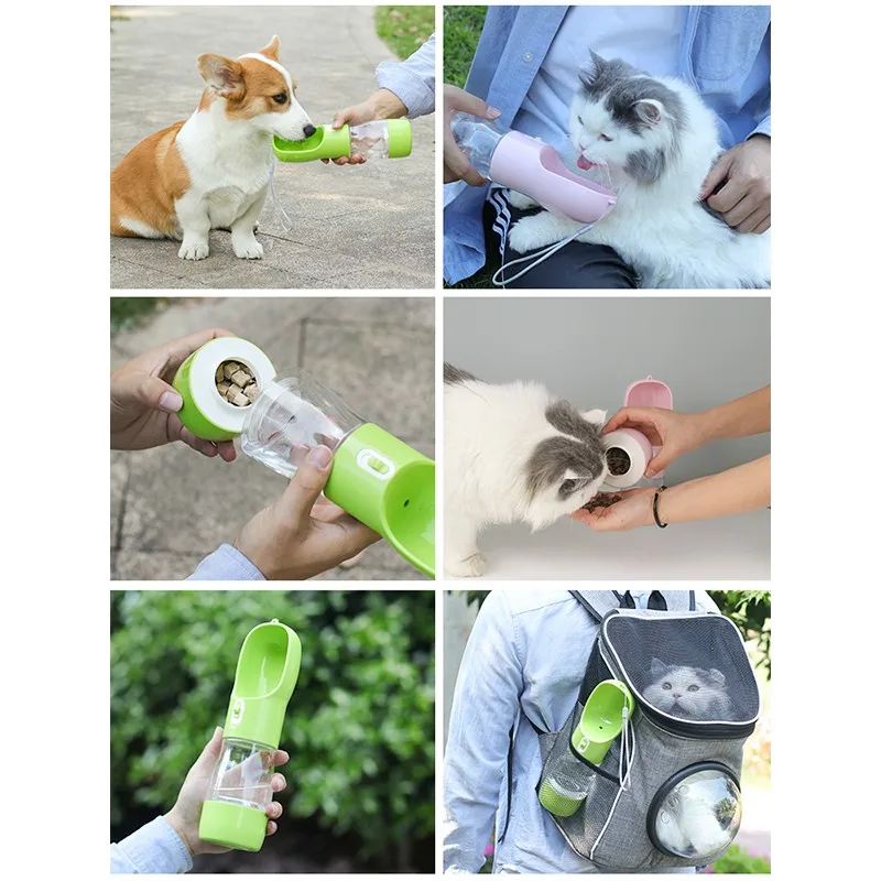 

Portable Pet Dog Water Bottle Feeder Safe Non-toxic Plastic Water Food Bottle Pet Outdoor Travel Drinking Dog Bowl