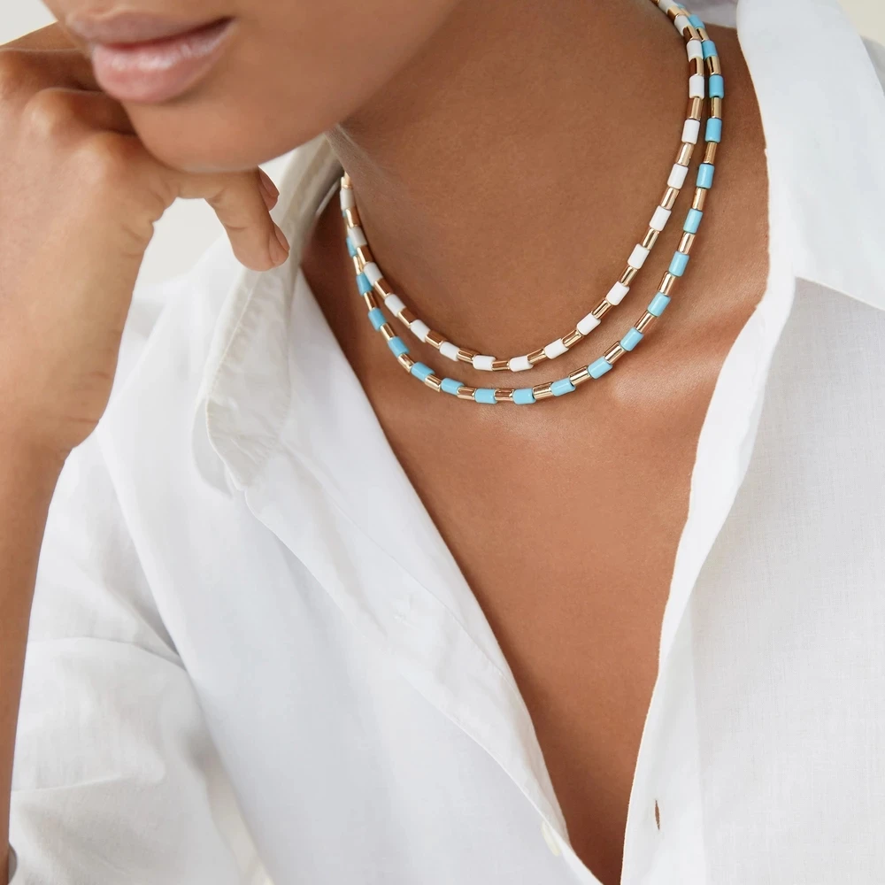 Богемное Бохо эмаль RA bizuteria collares de moda 2019 ювелирные бусины ожерелье цепочка corrente