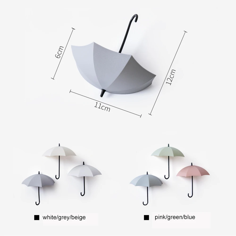 Самоклеящиеся кухонные крючки 3/1 шт. креативный дизайн милый зонт настенная