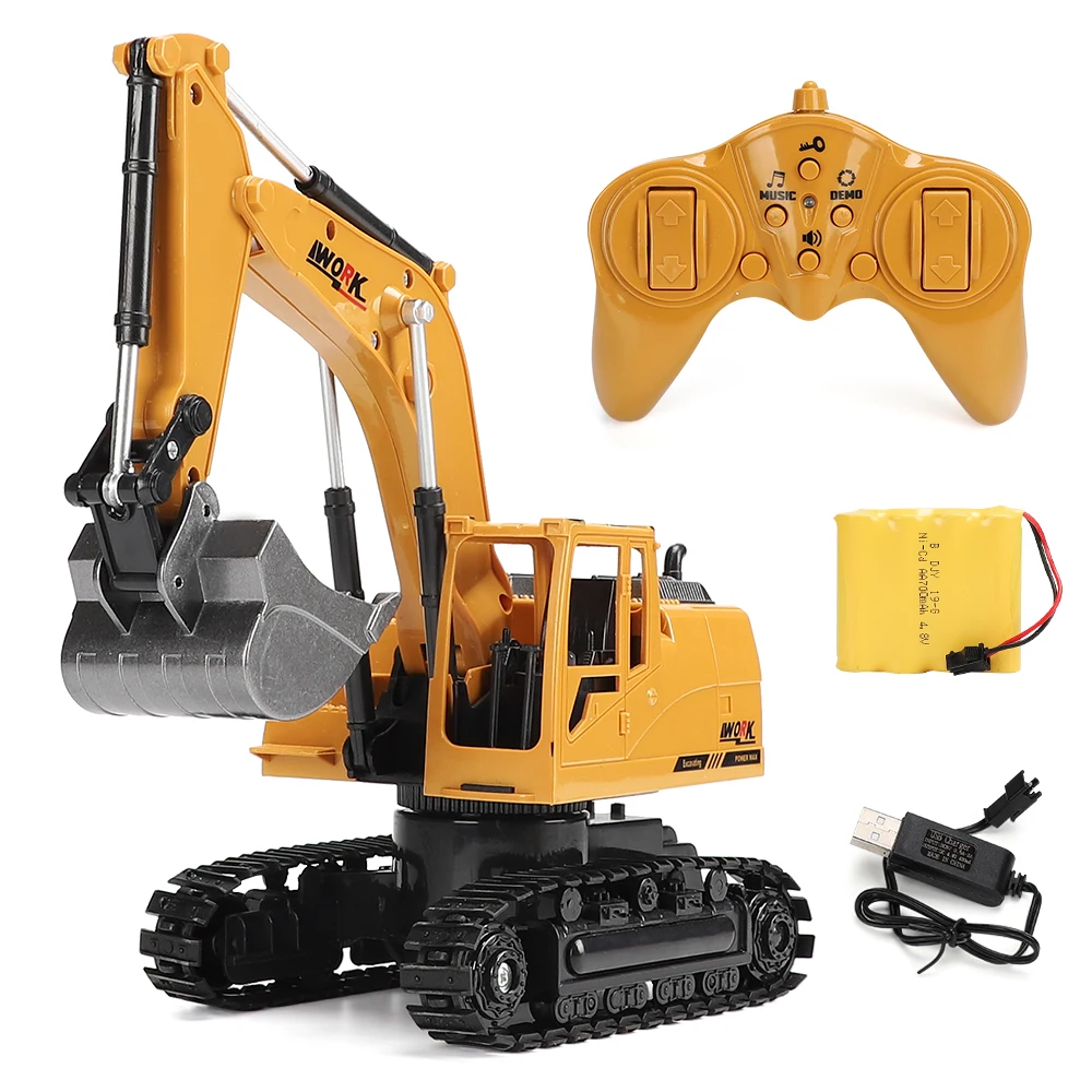 

Remote Control Excavator RC Construction Vehicles 8 Channel 2.4G Full Function Digger Toys with Sound and Lights