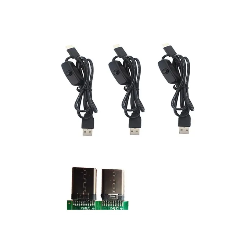 

1.5m Type C Male to USB Male Power Cable with Switch Button for Raspberry Pi 4