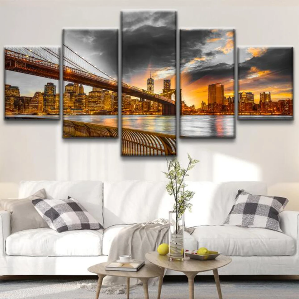 

Diy 5 Piece bridge night Landscape Diamond Painting Full Square Round Drill Rhinoceros Embroidery Cross Stitch World Famous,T114