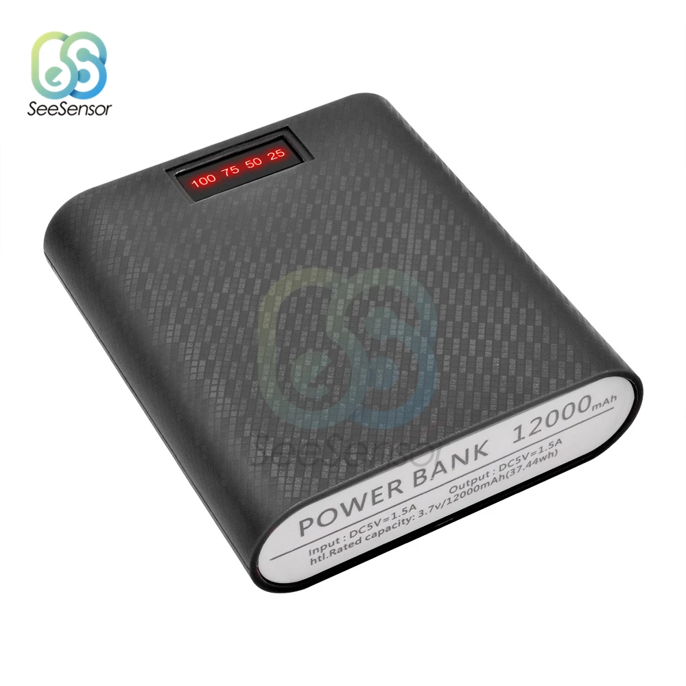 4X 18650 USB внешний аккумулятор зарядное устройство корпус DIY коробка с экраном