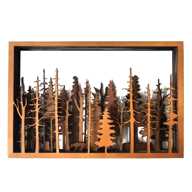 

Широкий замысловатый деревянный настенный орнамент, подвеска, таинственный подвесной знак в лесу, украшение, прямоугольное дерево