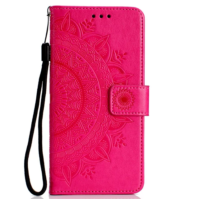 Rose red Мандала Цветок для женщин и мужчин PU кожаный бумажник флип чехол для телефона чехол для Apple IPhone X XR XS MAX 8 7 plus 6 6s plus 10 - Цвет: Rose red