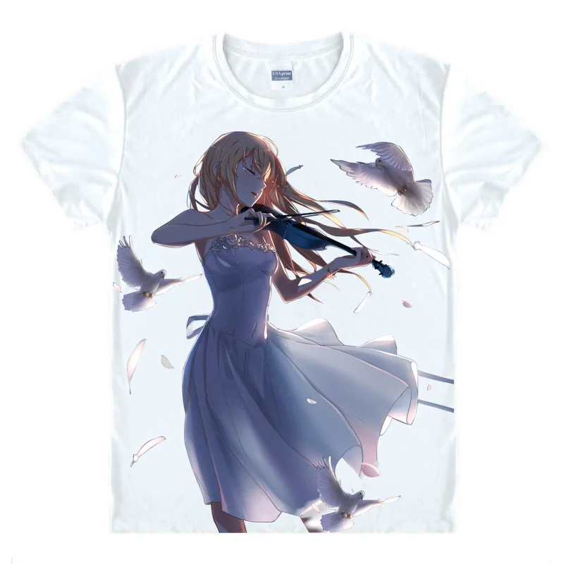 Футболка с принтом из аниме ваша ложь в апреле футболки для косплея Miyazono Kaori Arima