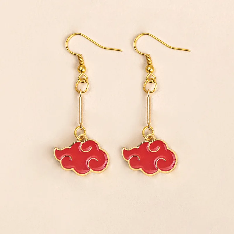 

Cosplay Anime NARUTO Jewelry Akatsuki Organization Enamel Red Cloud Pendant Drop Earrings For Women Men cosplay accessories