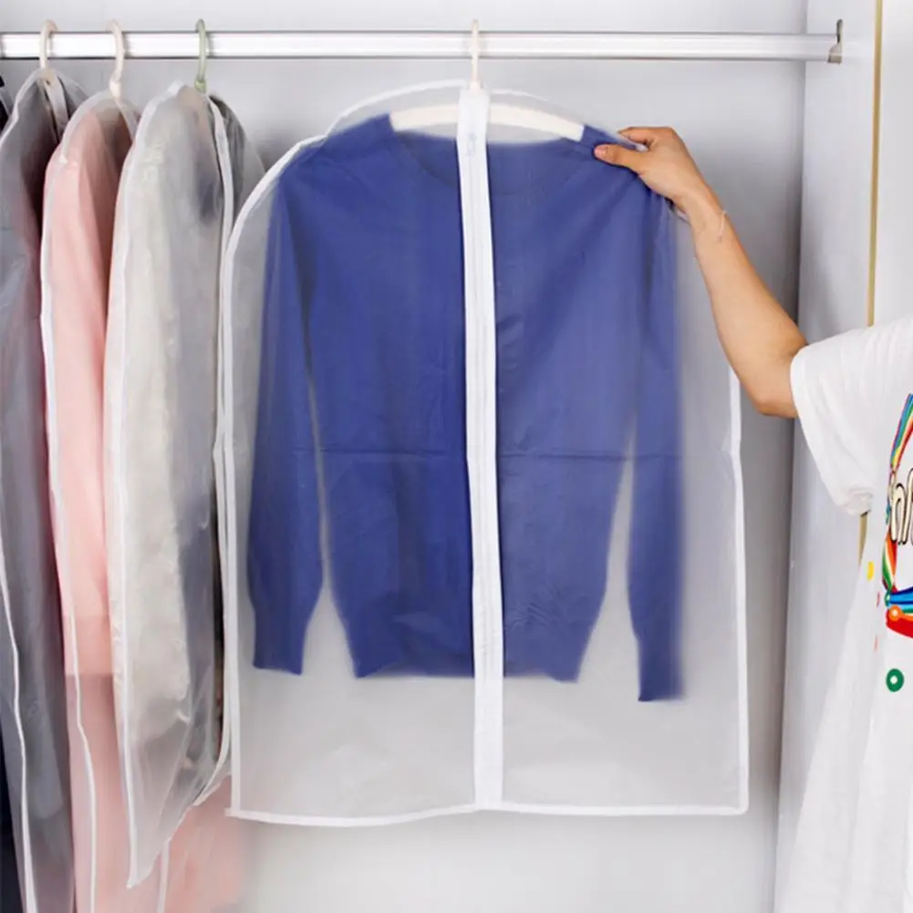 

Clothes Dust Cover Dustproof Garment Cloth Storage Waterproof Suit Coat Protector Storage Bag Hanging Organizer Wardrobe