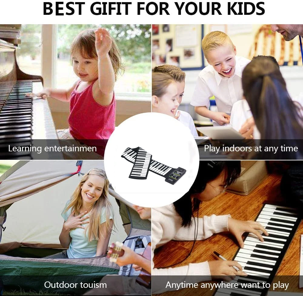 Складное пианино для путешествий с 88 клавишами гибкая мягкая электрическая