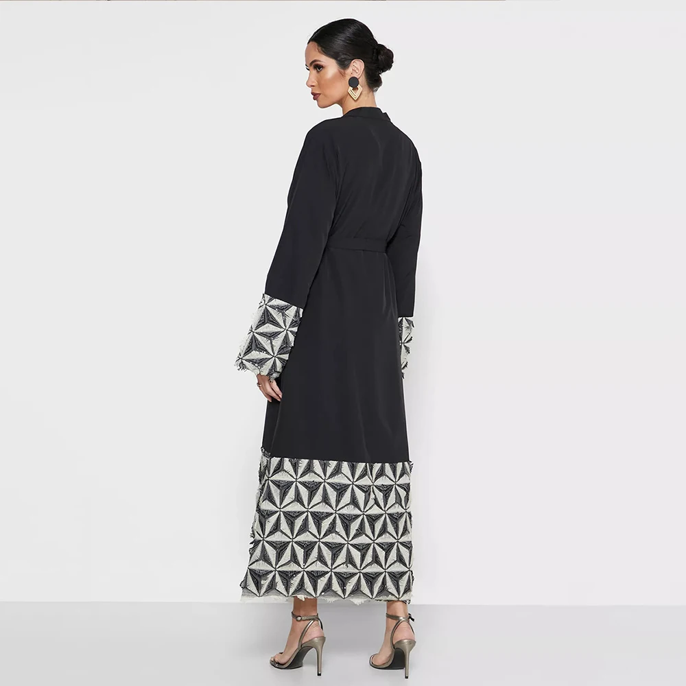 Long Muslim Woman Tracksuit Open Belt Three-Dimensional Decoration Clothing For Woman Survêtement Femme Musulmane Cm139