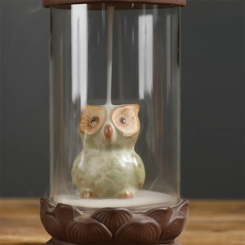 Керамическая горелка для благовоний с изображением ангела Совы и дыма