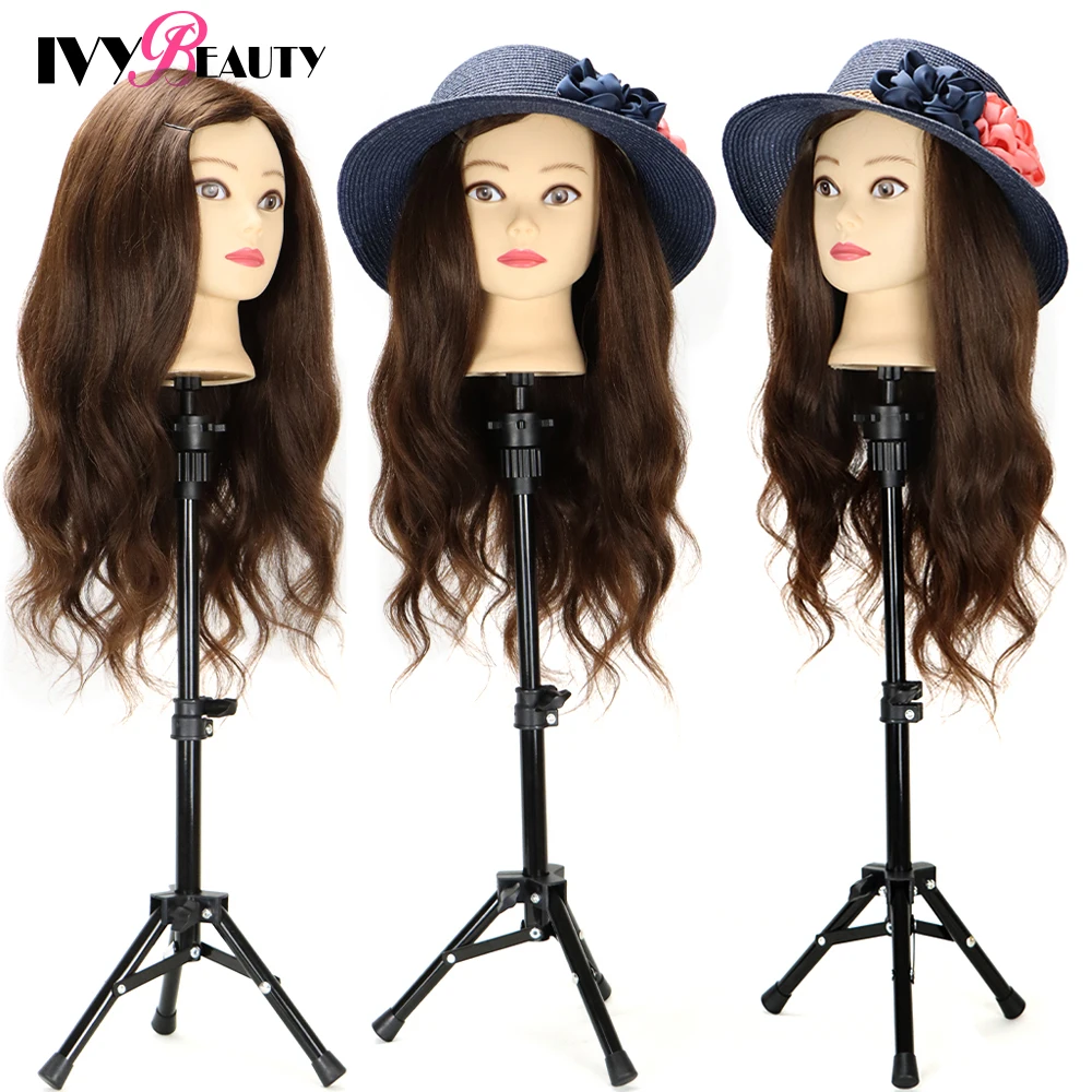 

Female Bald Mannequin Head With Wig Stand Tipod Cosmetology Practice African Training Manikin Head With Stand For Mannequin Wigs
