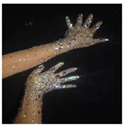 Перчатки женские, сетчатые, со сверкающими кристаллами, длинные, стрейч, для ночного клуба, танцовщицы, певицы, сценическая одежда