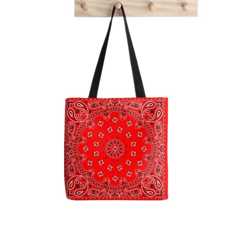 

Большая красная сумка-шоппер с принтом бандана, женская сумка для покупок в стиле Харадзюку, холщовая сумка-шоппер, женская сумка-тоут