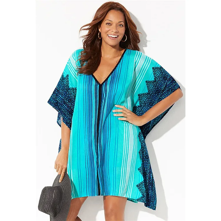 

Bathing Suit Coverup Swimwear Pareo Plus Size Tunics Sexy Cover Up Swim Women's Beach Wear Dress Bikini Playa Blue Kaftan Praia