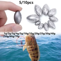 5pcs fishing lead olive shaped sinkers hollow lure lead weights 123g4g5g10g15g20g25g30g40g50g60g70g fishing tackle