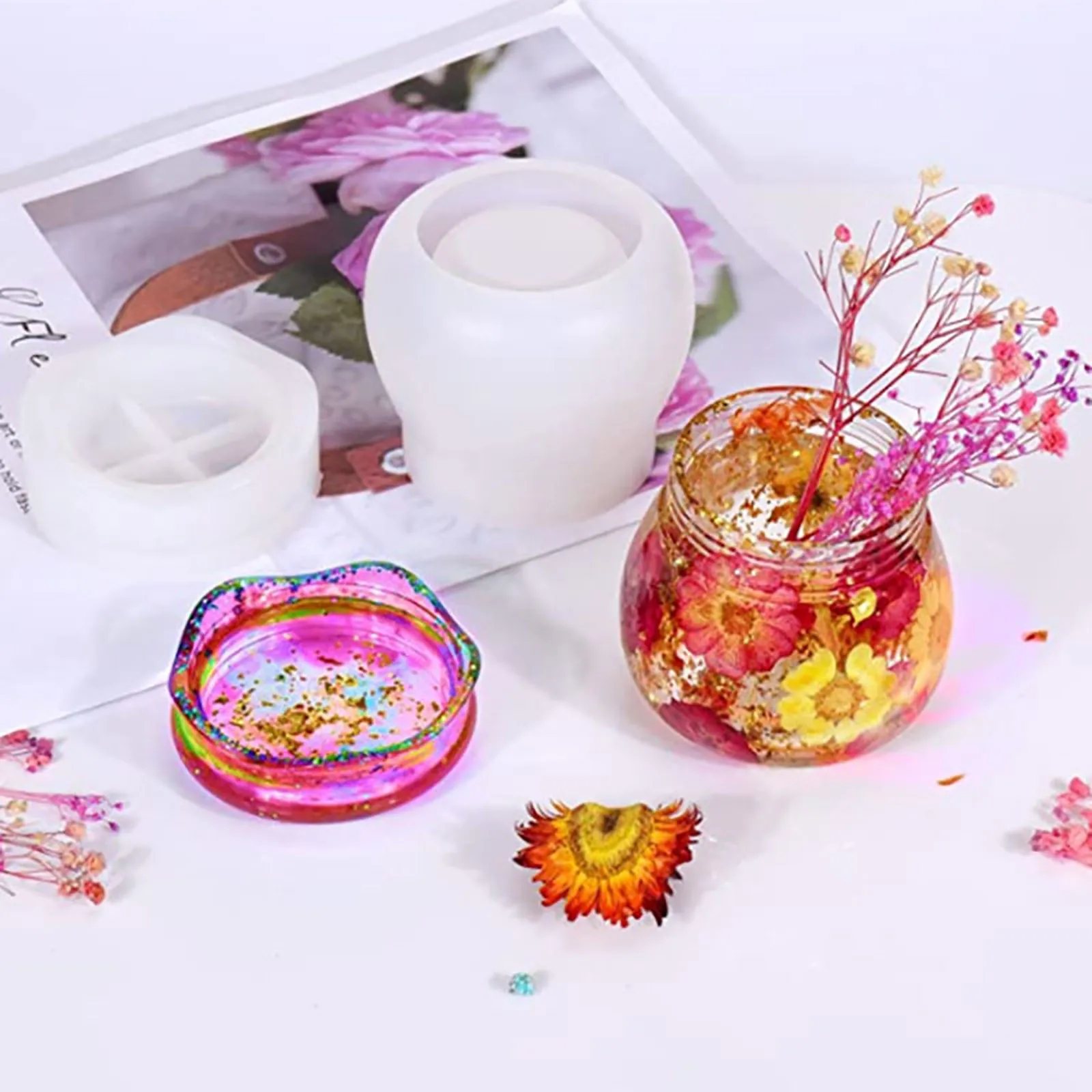 Transparent Diy Crystal Epoxy Resin Cup Pudding Storage Box With Lid Jewelry Silicone Mold Home Decoration Crafts Clay Molds P1 | Дом и сад