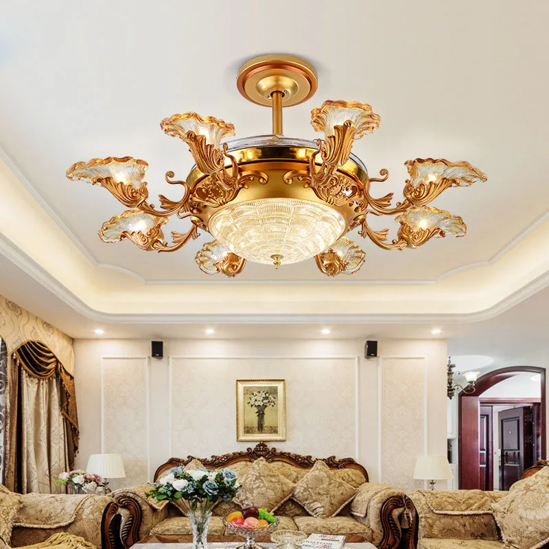 Европейский роскошный Невидимый вентилятор лампа дистанционного управления