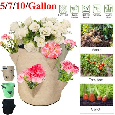 

10 At Least Garden Plant Pot Flower Macetas Pot Macetas Strawberry Potato Planting Bucket Gardening Planting Bag Cемена Jardín