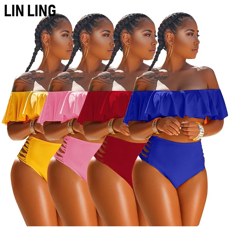 

LINLING, Европейский и американский стиль 2021, однотонный сексуальный купальник, Amazon, новый женский купальник из 2 частей, женский костюм