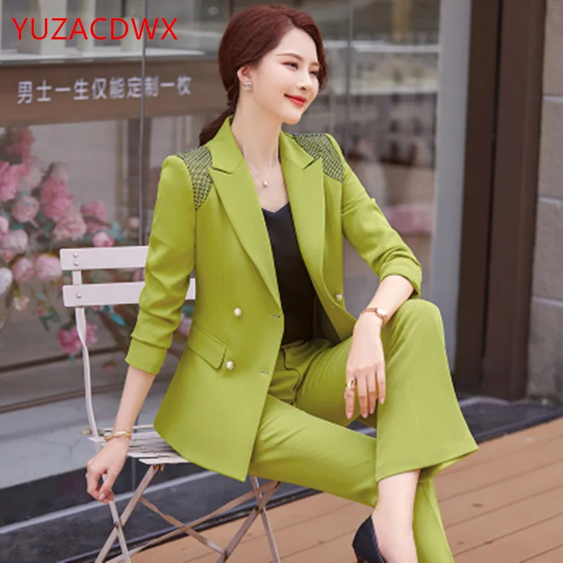 Black White Blazer 2 piece set Women Elegant Pants Suit Female New Career Office Suit 2022 Autumn Blazer Jacket Trousers Casual enlarge