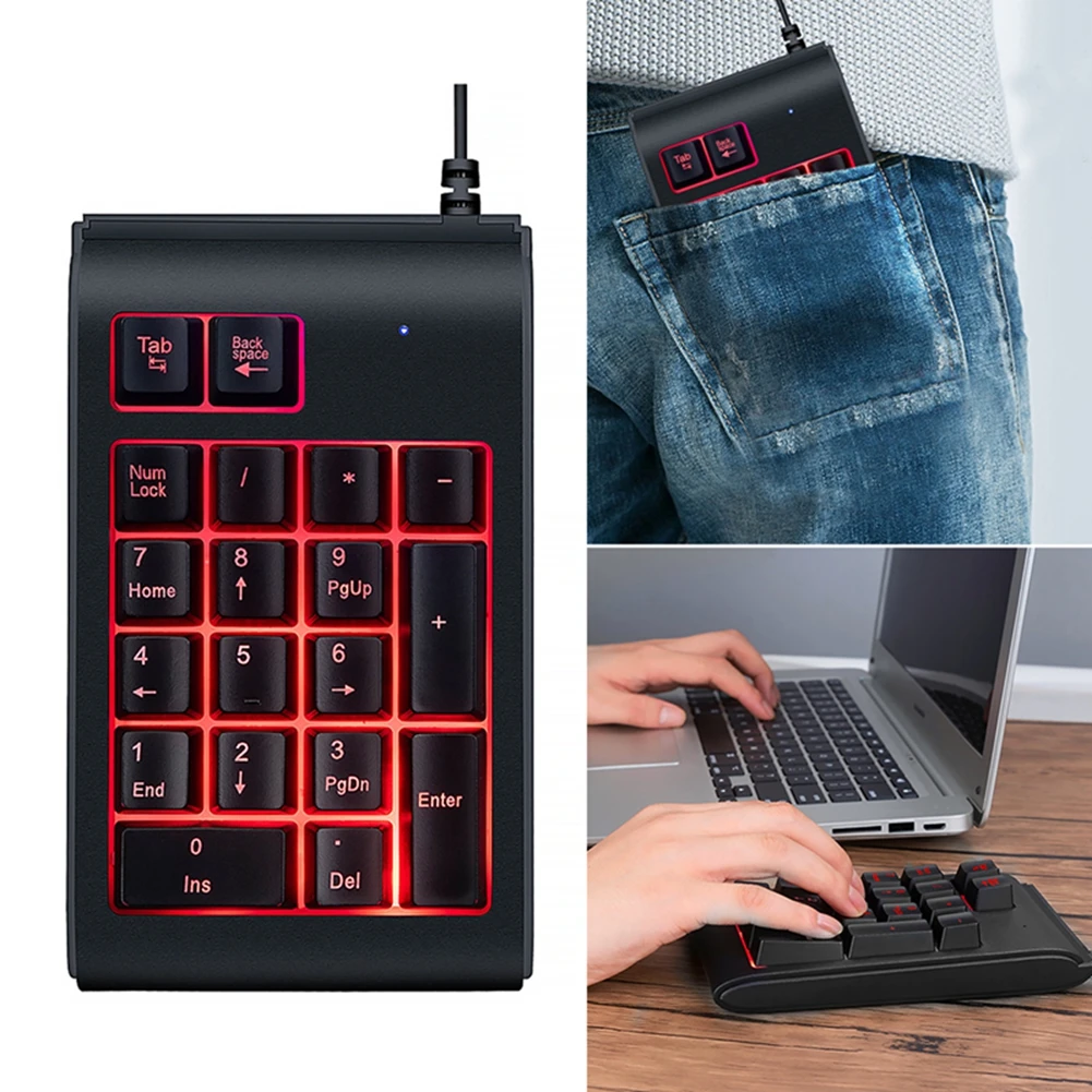 USB мини-клавиатура 19 клавиш для ноутбука ПК компьютеров цифровая клавиатура с
