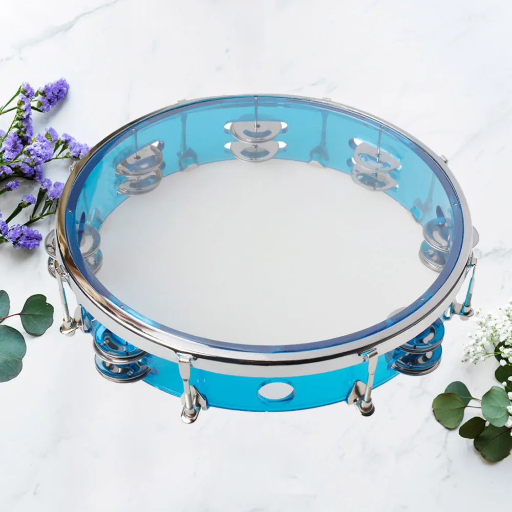 

1Pc Self-tuning Handbell Tambourine Hand Bell Hand Drum Percussion Instrument Musical Educational (Blue)