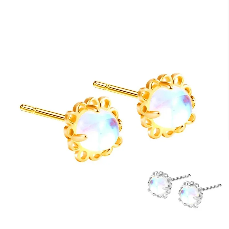 

Женские серьги-гвоздики из серебра 925 пробы с лунным камнем