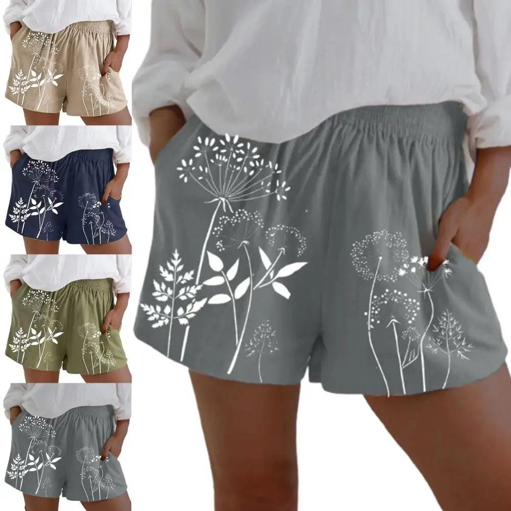 

Comfy Fashion Pockets Loose Summer Shorts Breathable Loose Shorts Elastic Waist for Summer