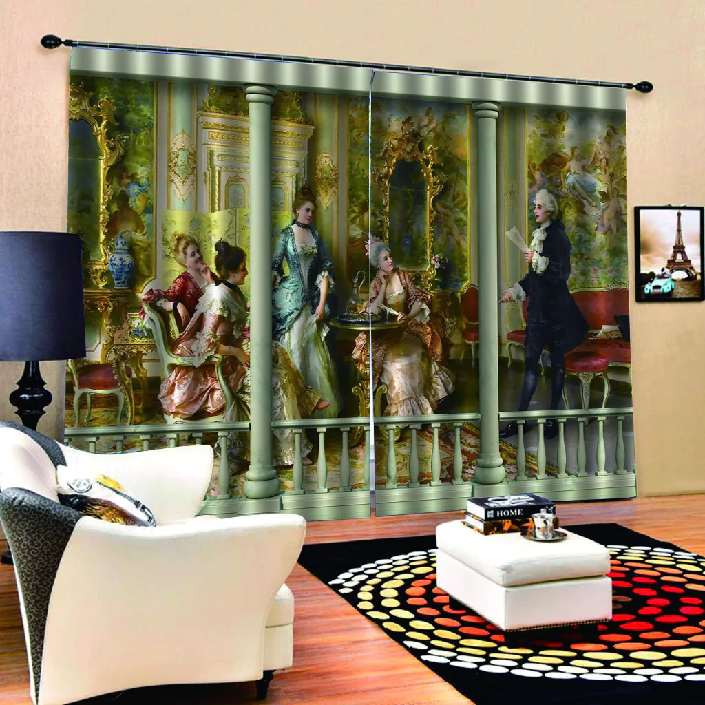 Высококачественные занавески на заказ 3d из ткани европейские с фотографией 3D для