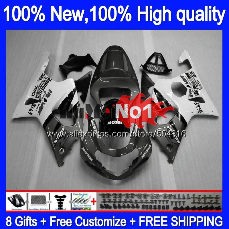 

Body For SUZUKI GSX-R1000 GSXR1000 1000CC 2000 2001 2002 19MC.112 Grey white GSXR-1000 K2 GSX R1000 GSXR 1000 00 01 02 Fairing