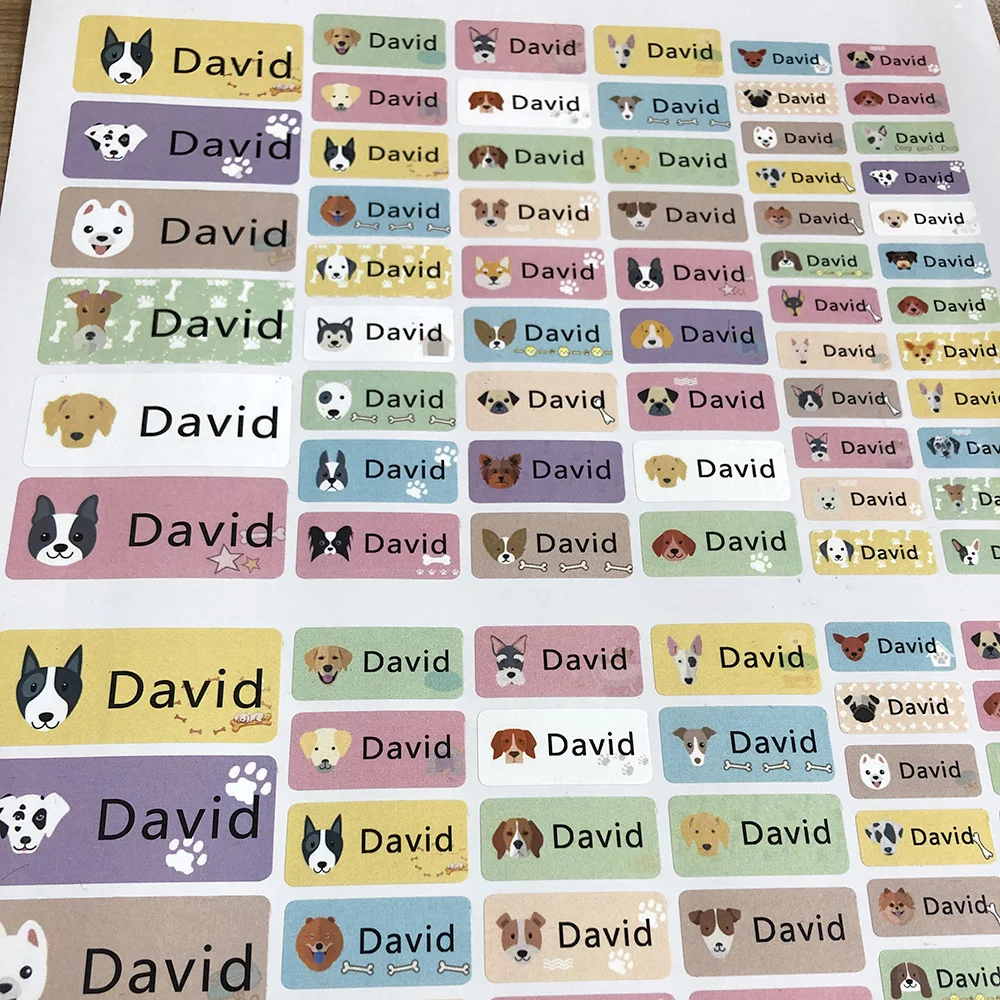 114 шт. милые Мультяшные наклейки с именем собаки индивидуальные бирки