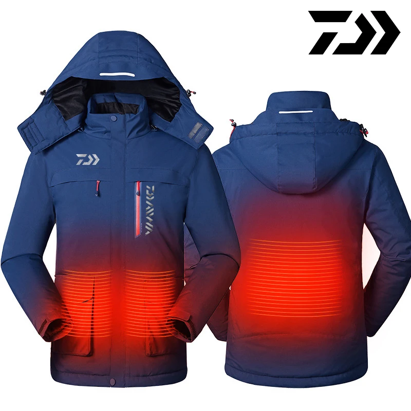 Daiwa Men Winter Thick USB Heating Cotton Jackets Outdoor Waterproof Windbreaker Hiking Camping Trekking Climbing Skiing Coats | Спорт и