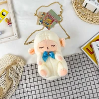 kawaii pink goat plush bag new cartoon anime plush toys cute white sheep soft stuffed dolls fashion messenger bag gift for girls