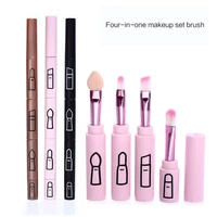 4 in 1 professional tool portable retractable makeup brush for lip eyeliner eye shadow brush travel outdoor plastic handle