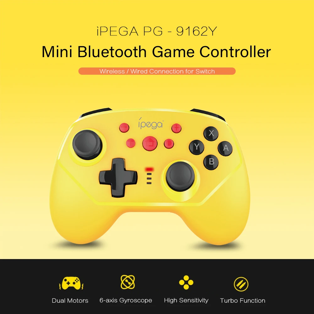 IPEGA PG-9162Y Мини Bluetooth игровой контроллер беспроводное проводное соединение поддерживает турбо 6-осевой гироскоп для N-Switch