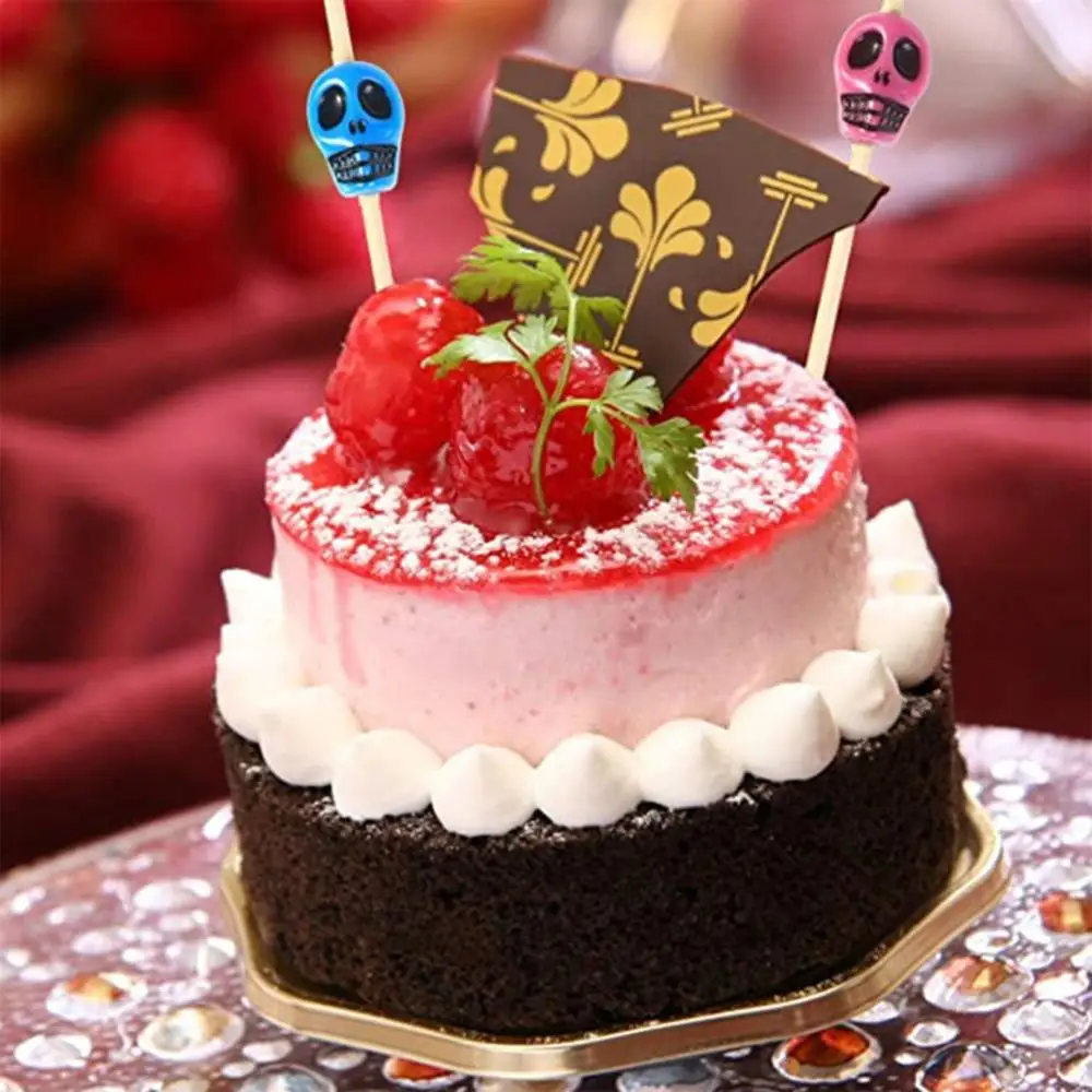 50 шт Череп бамбуковая палочка буфет фрукты вилка десерт закуска пирог еда