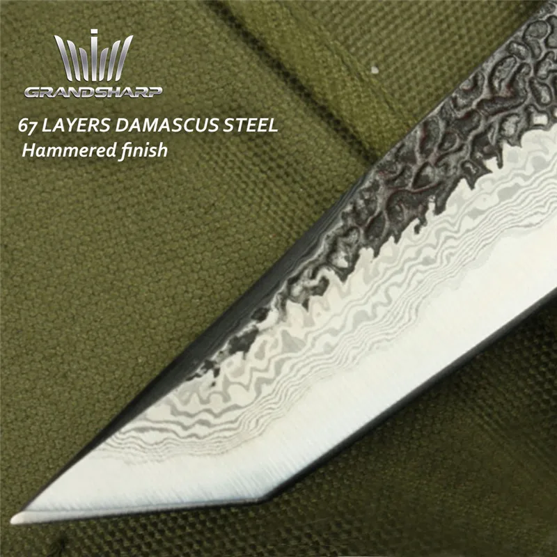 Damascus Hunting Knife Camping Sport Outdoor Gadgets Car Safety Hammer Seat belt Cutter Chef Utility Cutting Peeling Tools New |