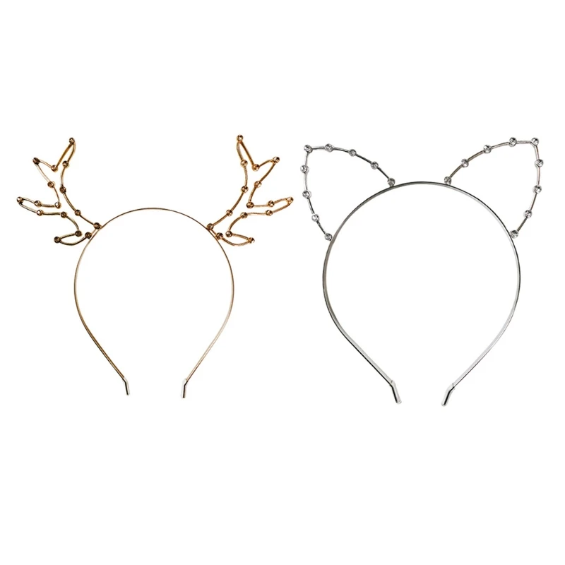 C6UD Стразы олень Бриллиантовая повязка на голову с кошачьими ушками Изящные