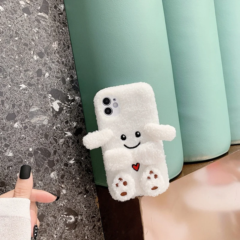 

for iPhone 12 Case Luxury Plush Full Protection Soft Cover Cute Plush Dog Case for iPhone 12 Phone Case