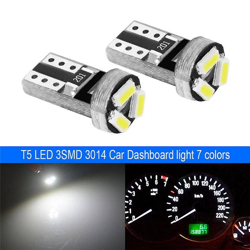

500x T5 Led W1.2W Автомобильный свет 3 SMD 3014 приборная панель измерительный прибор авто боковые клиновидные огни интерьерная лампа
