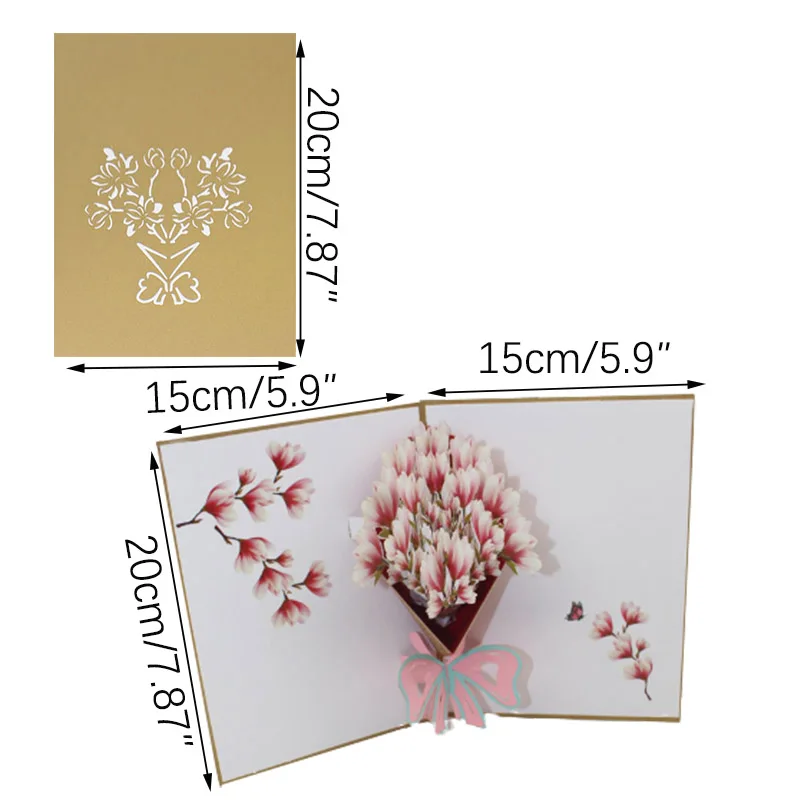 5 шт. 3D открытки с цветами на день рождения поздравительные Подарочная открытка