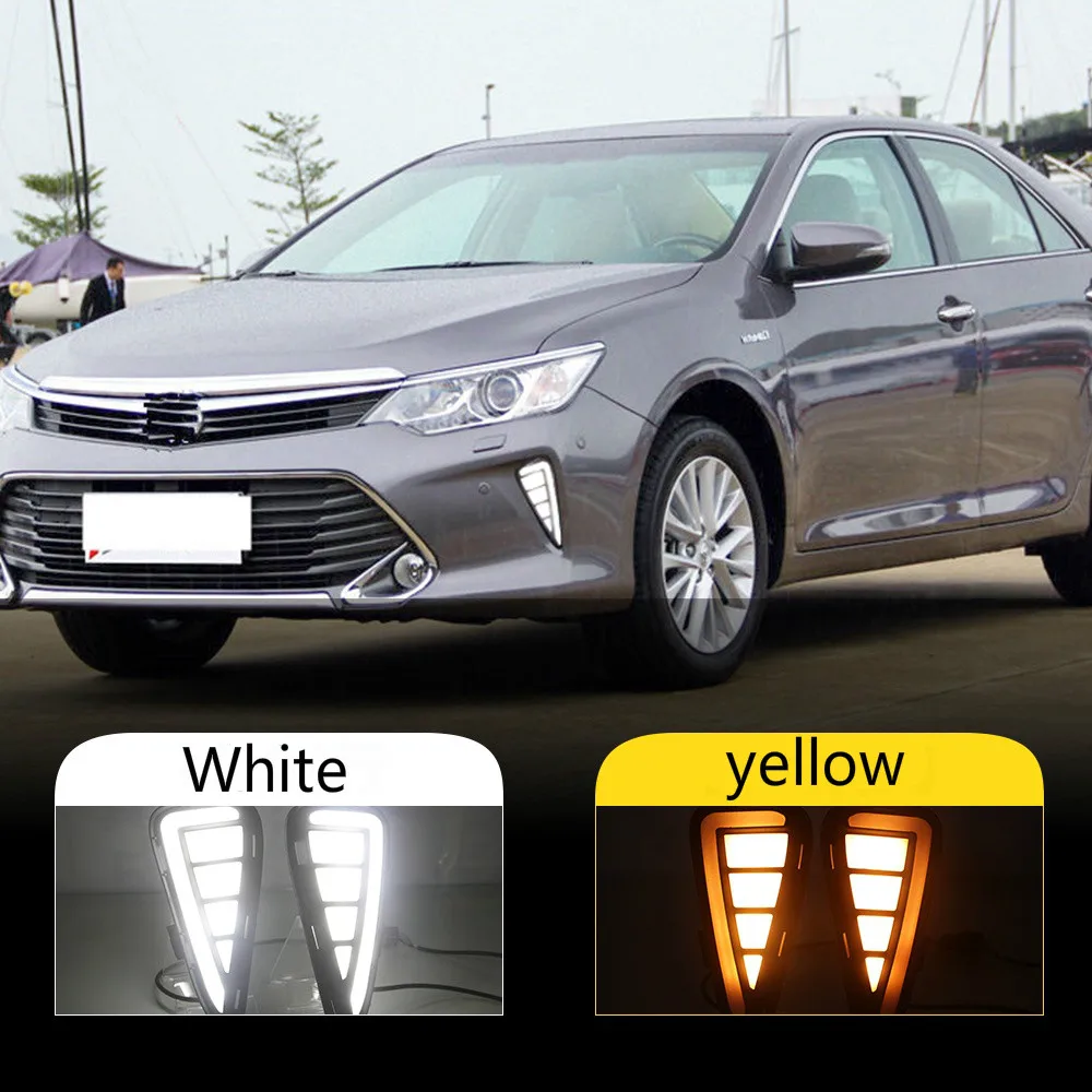 

2 шт. Светодиодный дневной ходовой светильник для Toyota Camry 2015 2016 2017 накладка DRL противотуманная фара автомобильный Стайлинг внешняя передняя противотуманная фара