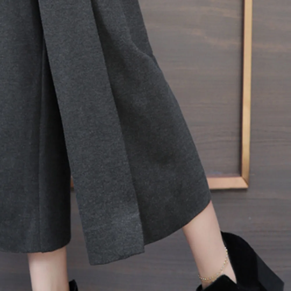 

Elegant Casual Women High Waist Loose Wide Legs Pants Office Lady Trousers Fashion Solid Gray Female Japanese Korean Spring New