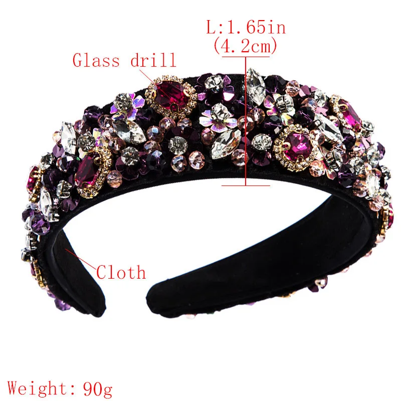 

DUOJIAOYAN Eur-America Diamond Flower Inlaid Drill Headband Velvet Palace Rhinestone Hair Accessories Women Walk Show Hairband