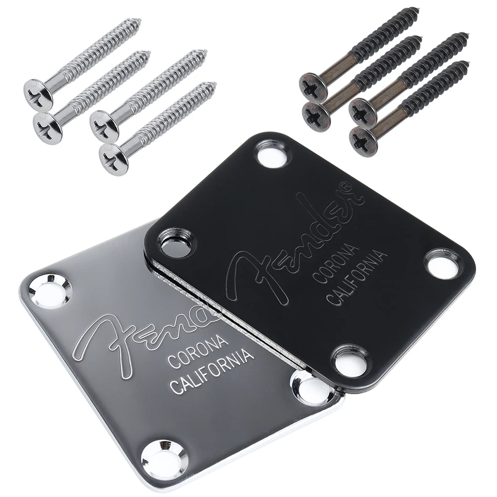 

Electric Guitar Neck Plate, Chrome Neck Plate Fix Tl Fd Logo with Screw Electric Guitar Parts Accessories