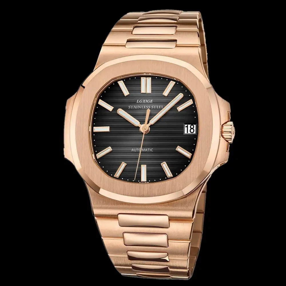 Geneva часы Nautilus стиль Miyota автоматический механический механизм LGXIGE сапфировое стекло 316L сталь - Цвет: RG-05